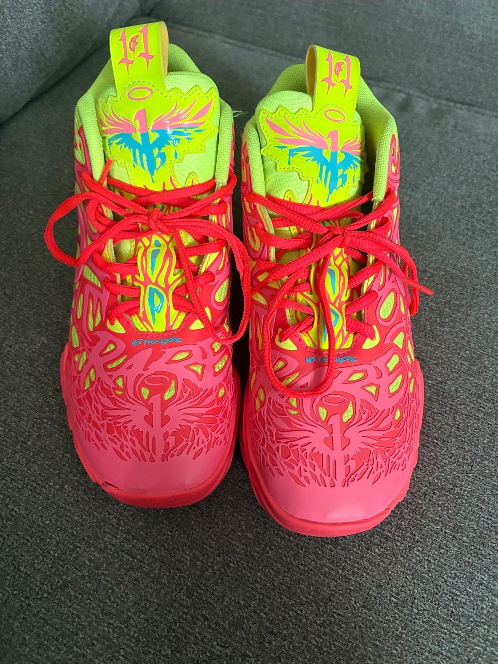 Men’s Neon Pink and Yellow Athletic Sneakers Authentic Lamelo